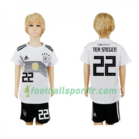 Tenue Allemagne Ter Stegen 22 Enfant Domicile Coupe du monde 2018 Maillot de Foot